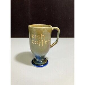 Vintage Irish Coffee Mug Cup Wade Porcelain Made in Ireland Green Blue Gold